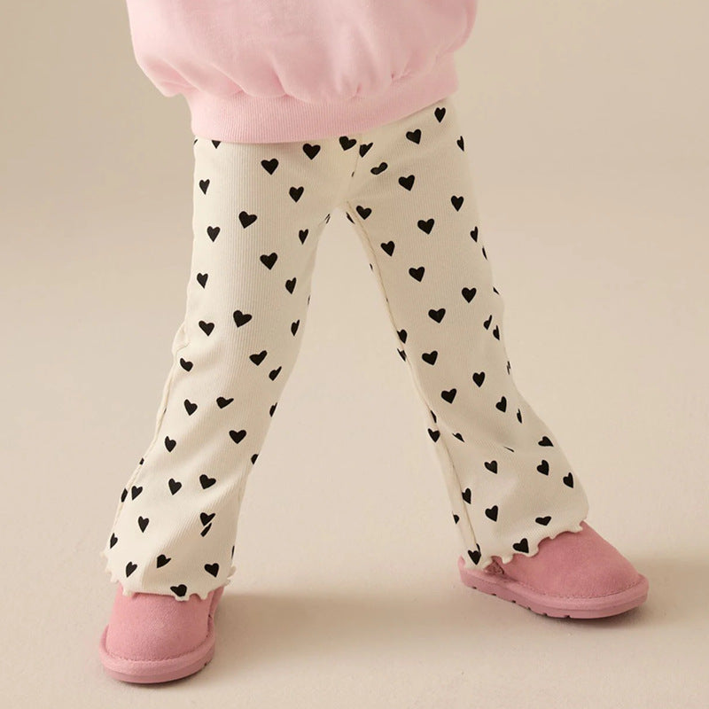 Mädchen Leggings mit herzförmigem Muster Drune