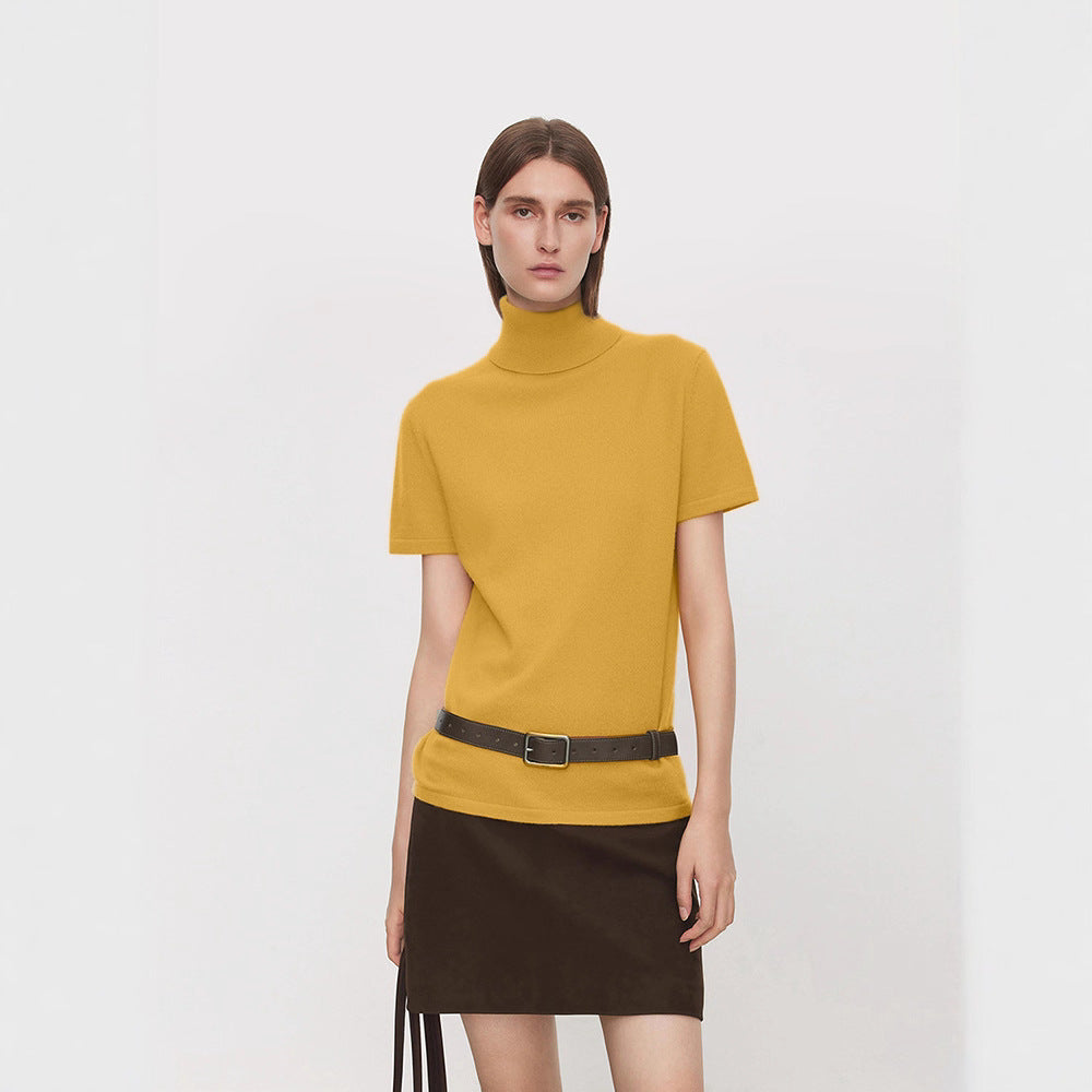 Damen elegantes und bequemes T-Shirt mit Stehkragen Drune