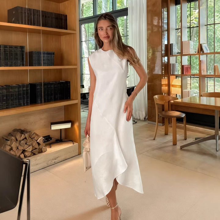 Damen Midi-Kleid mit asymmetrischem Saum und elegantem Schnitt Drune