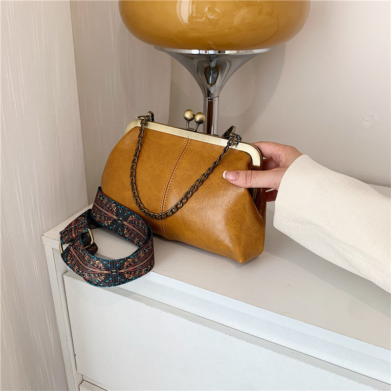 Damen Vintage-inspirierte Kiss Lock Clutch-Tasche Drune