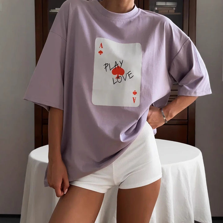 Damen Legeres T-Shirt mit grafischem Druck und weiten Ärmeln Drune
