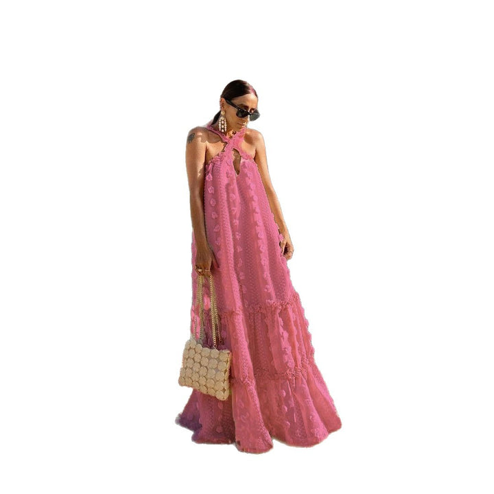 Damen Maxikleid mit feinen Blumenstickereien und schickem Trägerdesign Drune