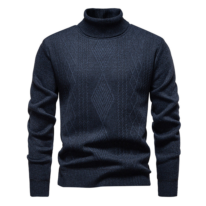 Herren nan Feinstrick-Rollkragenpullover mit strukturierter Zopfmuster-Struktur und körpernahem Schnitt Drune