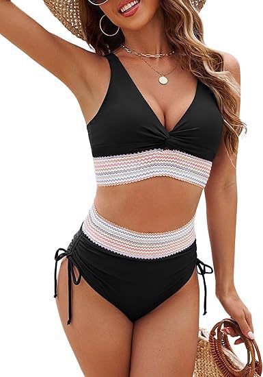 Damen Bikini-Set mit modischem Wickeloberteil und hochgeschnittenen Unterteilen Drune