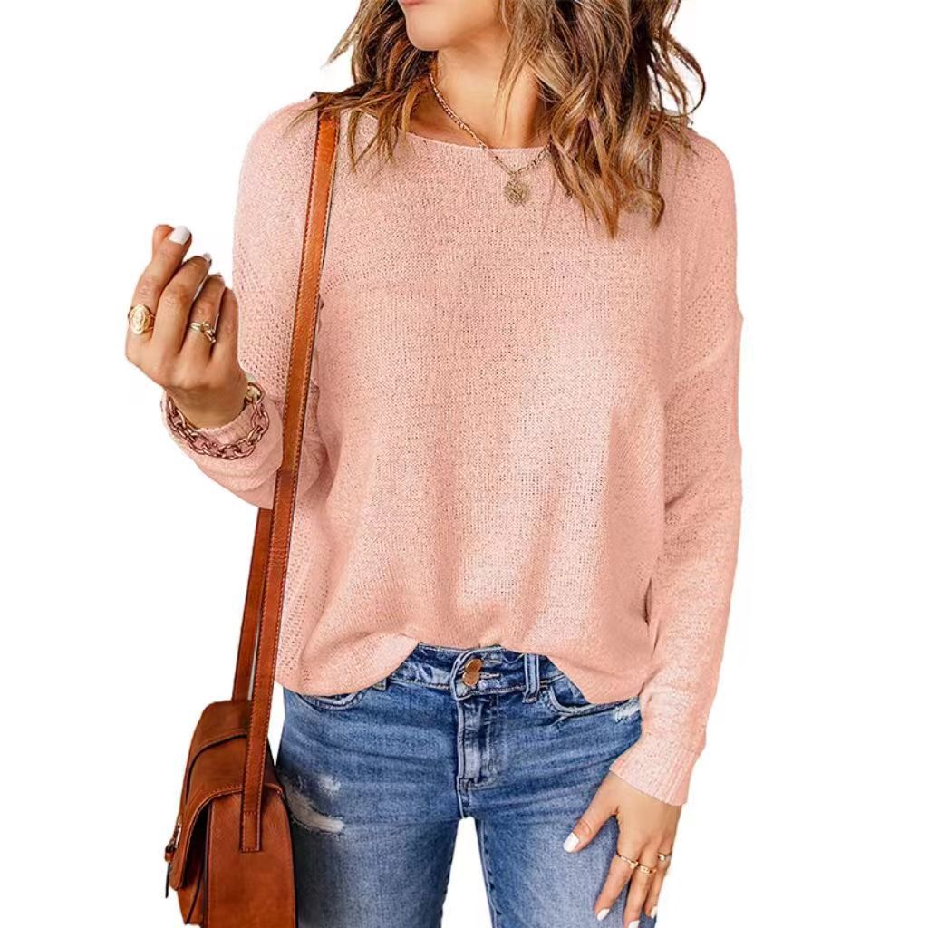 Damen Grober Strickpullover mit weitem Schnitt und dekorativem V-Ausschnitt Drune