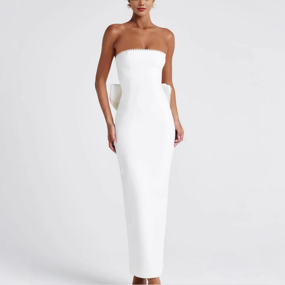 Damen Strapless Maxikleid mit raffinierter Silhouette und eleganten Details Drune