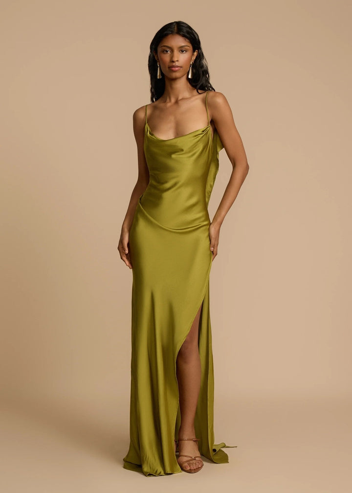 Damen Elegantes Maxikleid mit tiefem Ausschnitt und seitlichem Schlitz Drune