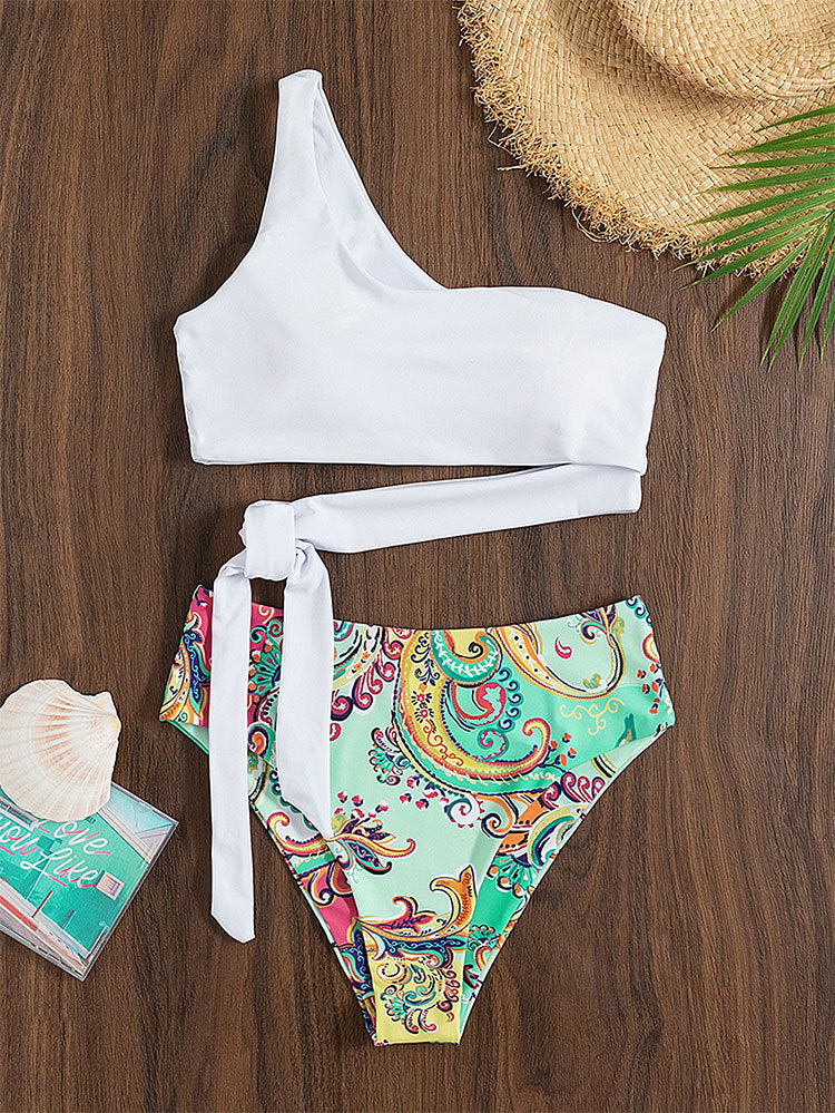 Damen Zweiteiliges Bikini-Set mit asymmetrischem Oberteil und stilvollem Wickel-Design Drune