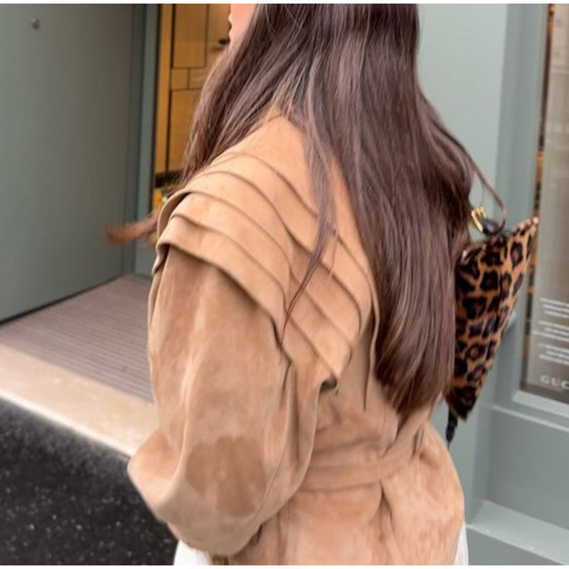 Damen Blazerjacke mit verbindbarem Gürtel und modernem Schulterdesign Drune