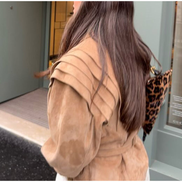 Damen Blazerjacke mit verbindbarem Gürtel und modernem Schulterdesign Drune