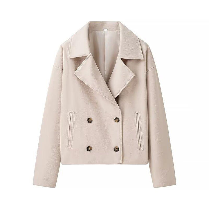 Damen elegante kurze Blazerjacke mit doppelter Knopfleiste und praktischen Taschen Drune