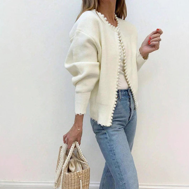 Damen Strickjacke mit Perlenverzierung und elegantem Schnitt Drune