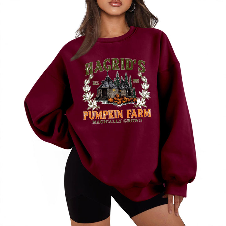 Damen Sweatshirt mit gemütlichem Rundhalsausschnitt und herbstlichem Kürbis-Motiv Drune