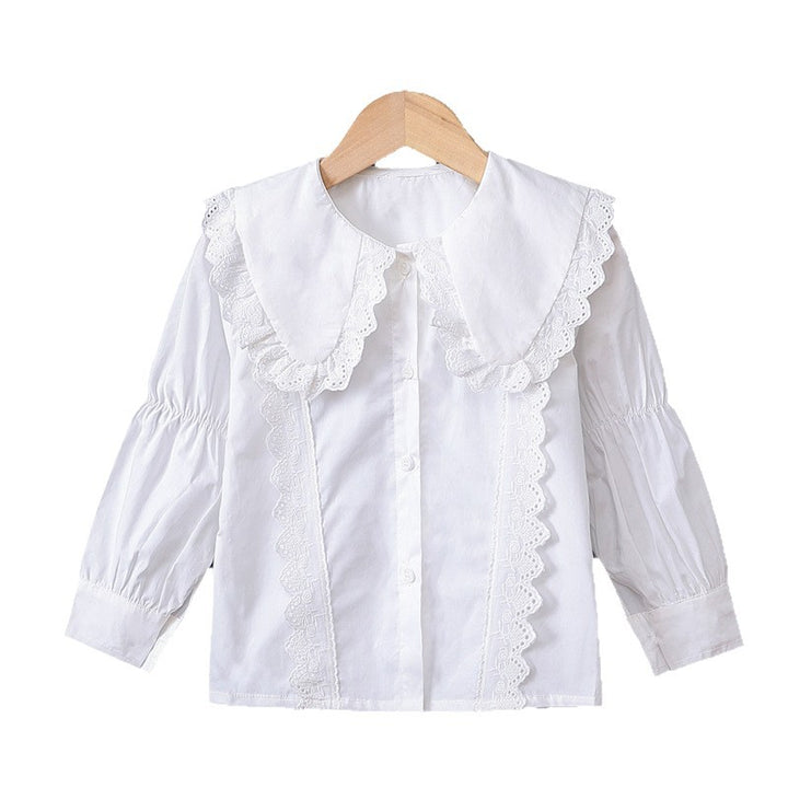 Mädchen Bluse mit eleganten Rüschen und großem Kragen Drune