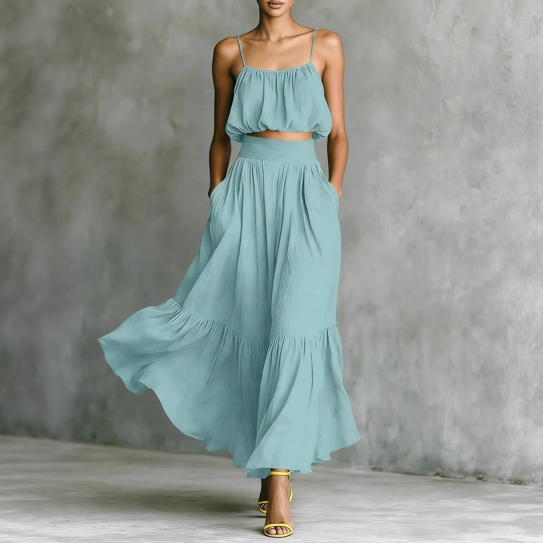 Damen Sommerliches Zweiteiler-Kleid mit fließendem Schnitt und praktischen Taschen Drune