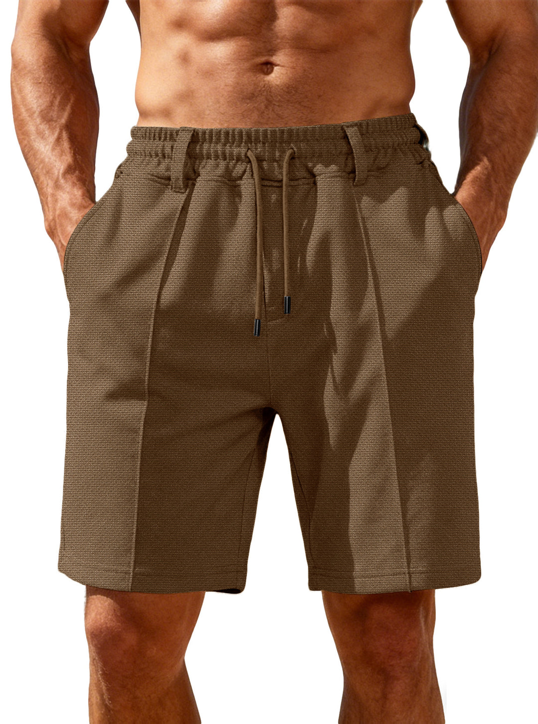 Herren nan Chino-inspirierte Relax-Shorts mit Bundfalten elastischem Tunnelzug und Eingrifftaschen Drune