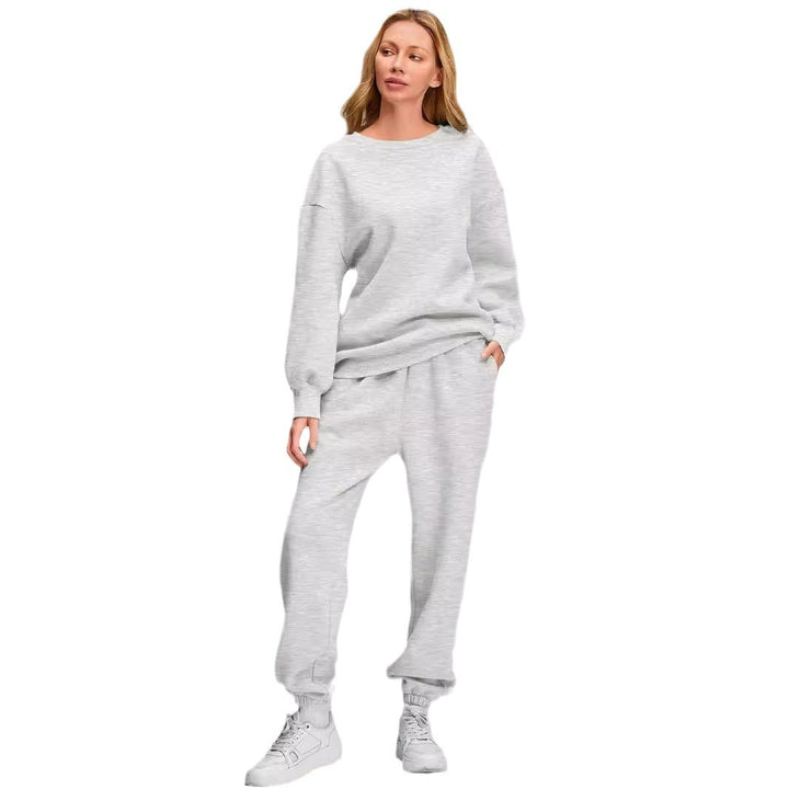 Damen nan Relaxed-Loungewear-Set mit Oversize Rundhals-Sweatshirt und taillierter High-Waist Jogginghose aus French Terry Drune