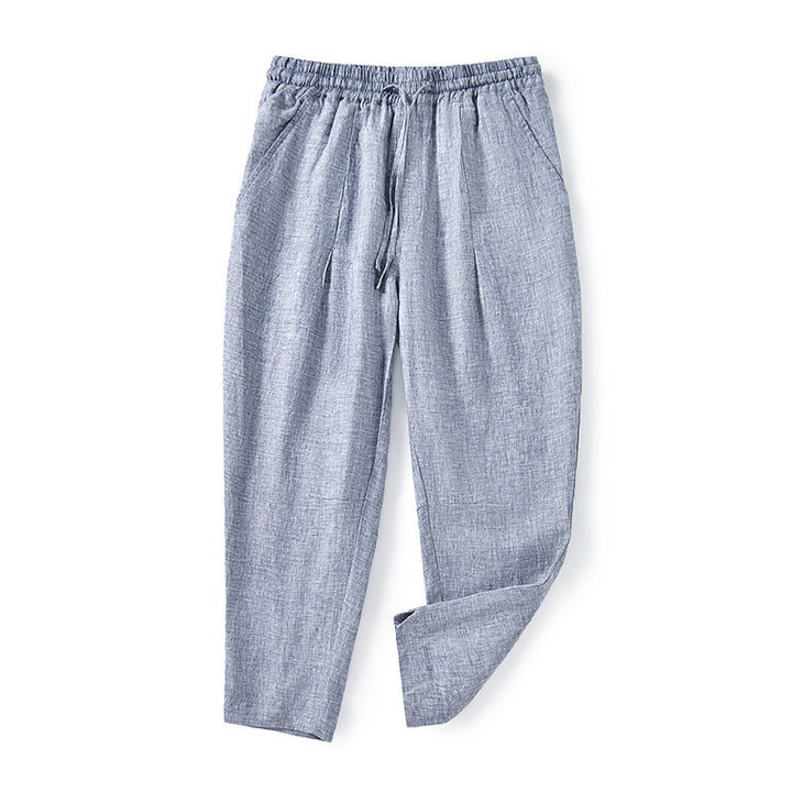 Damen lässige Leinenhose mit elastischem Bund und praktischen Seitentaschen Drune