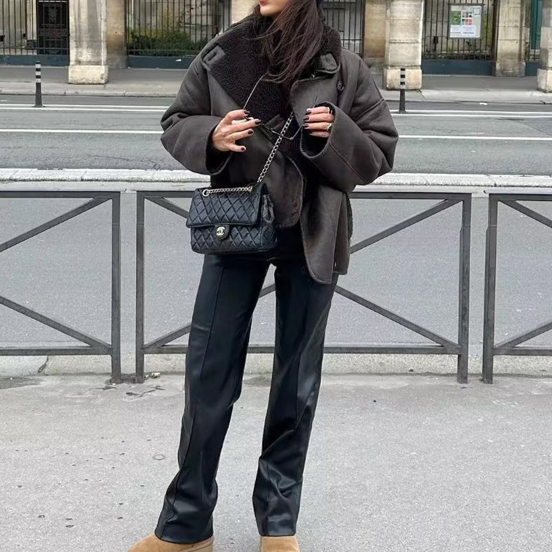 Damen modische Übergangsjacke mit weich gefüttertem Kragen und praktischen Taschen Drune