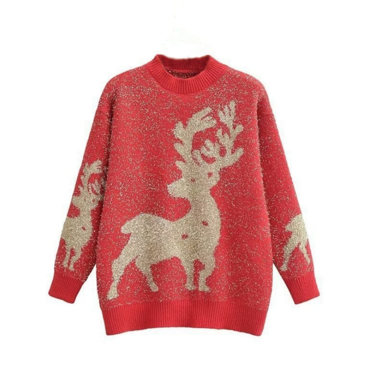 Damen Festlicher Pullover mit 3D-Rentier-Motiv Drune