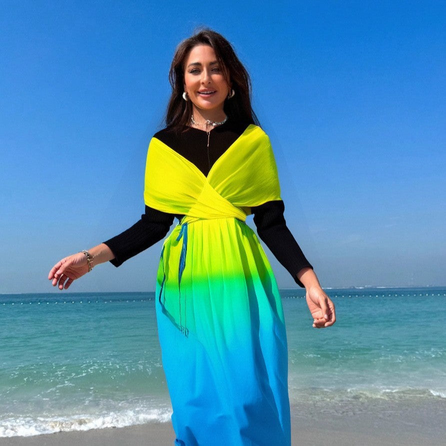 Damen Strandkleid mit Wickel- und Farbverlauf Drune