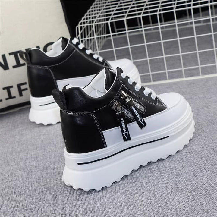 Damen Sportliche Sneaker mit Plateau und Reißverschluss Drune