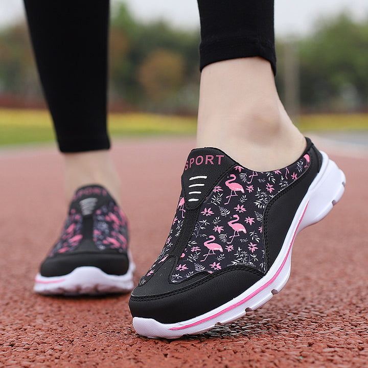 Damen nan Schlupf-Sneaker mit Flamingo-Motiv, elastischem Einstieg und gedämpfter EVA-Sohle Drune