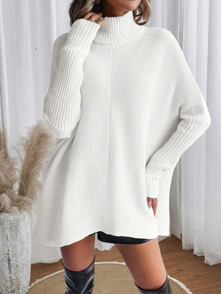 Damen Modischer Oversized Pullover mit hochgeschlossenem Kragen Drune