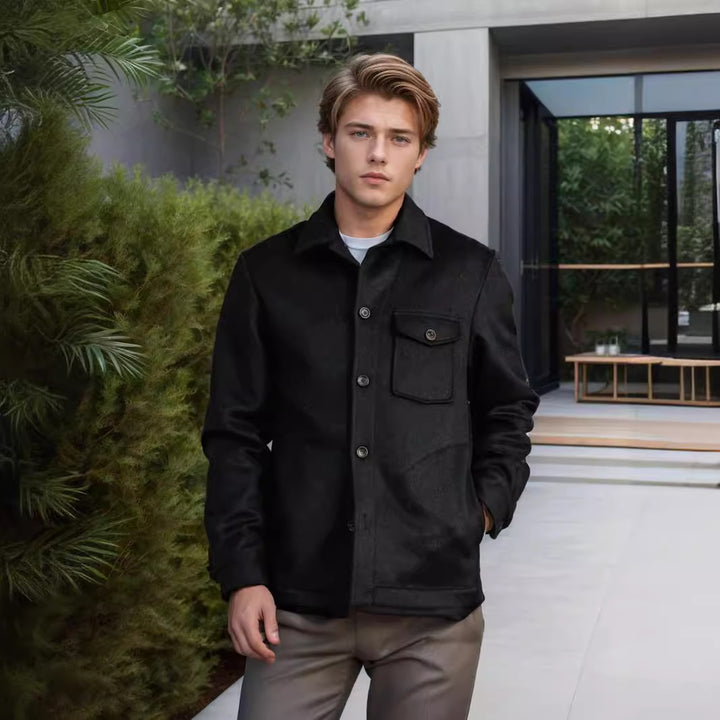 Herren elegante Bouclejacke mit praktischen Taschen Drune
