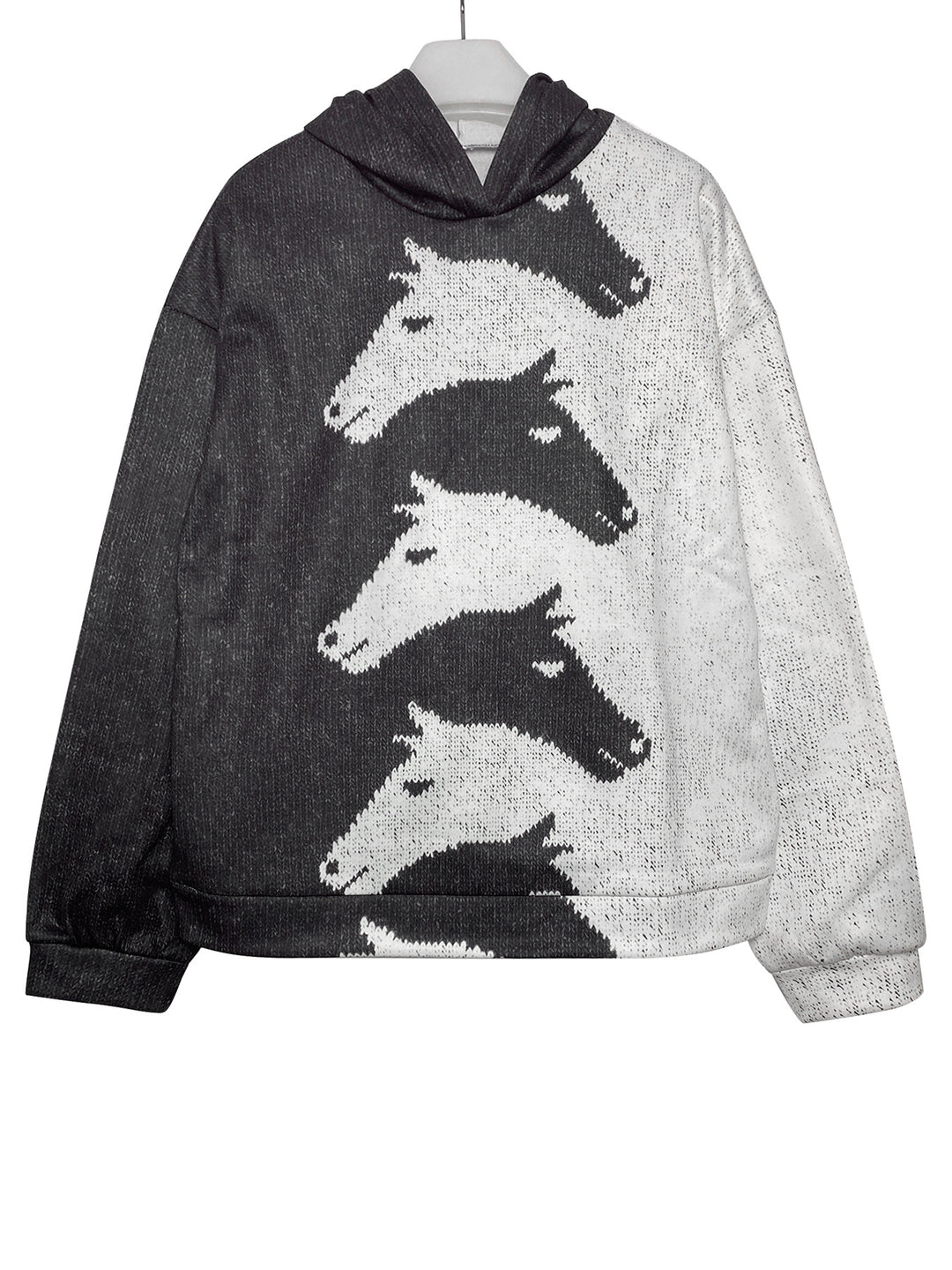 Damen Hoodie mit kreativem Pferdemuster und bequemer Passform Drune