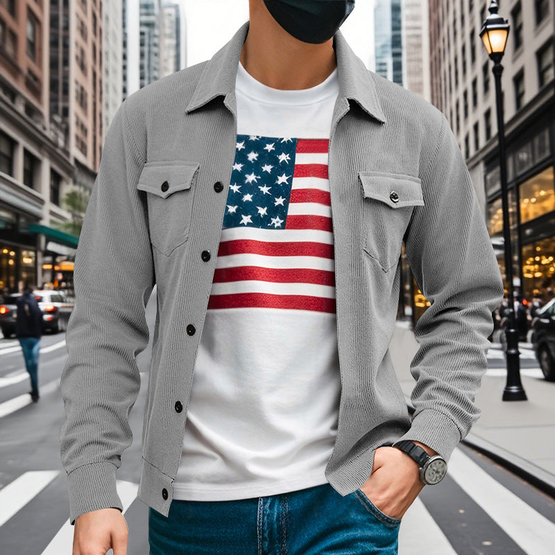 Herren lässige Oberhemdjacke mit funktionalen Taschen und strukturiertem Design Drune