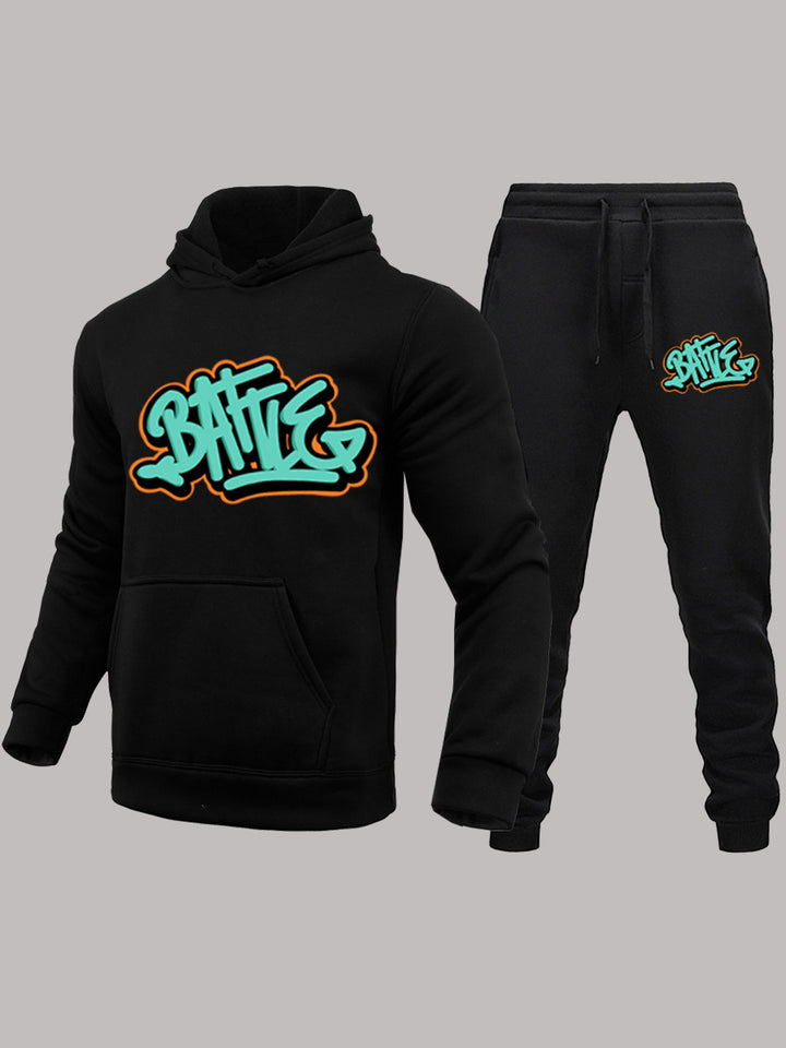 Damen Kapuzenpullover und Jogginghose Set mit urbanem Graffiti-Design Drune