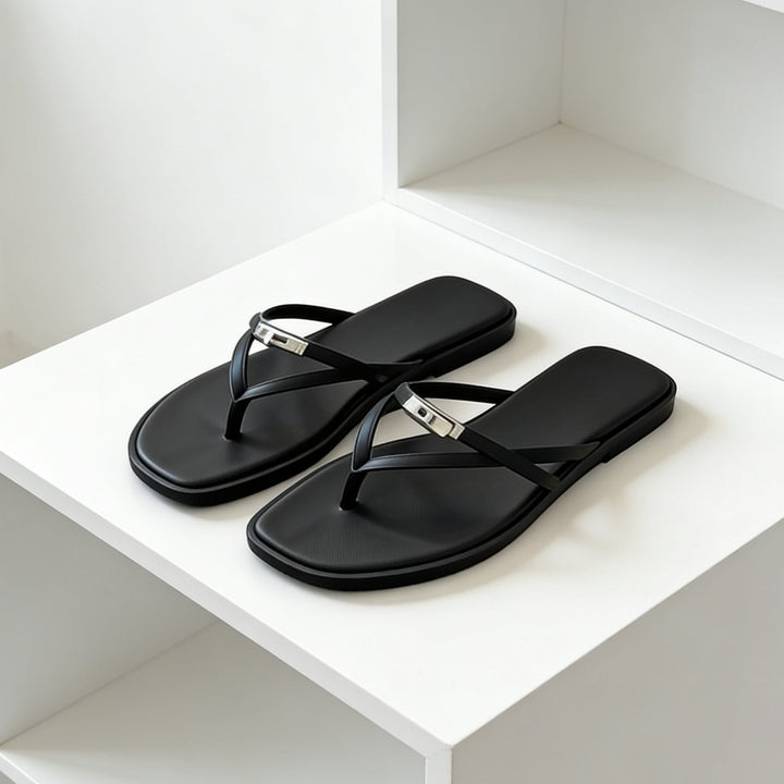 Damen Elegante Flip-Flops mit glänzenden Akzenten Drune