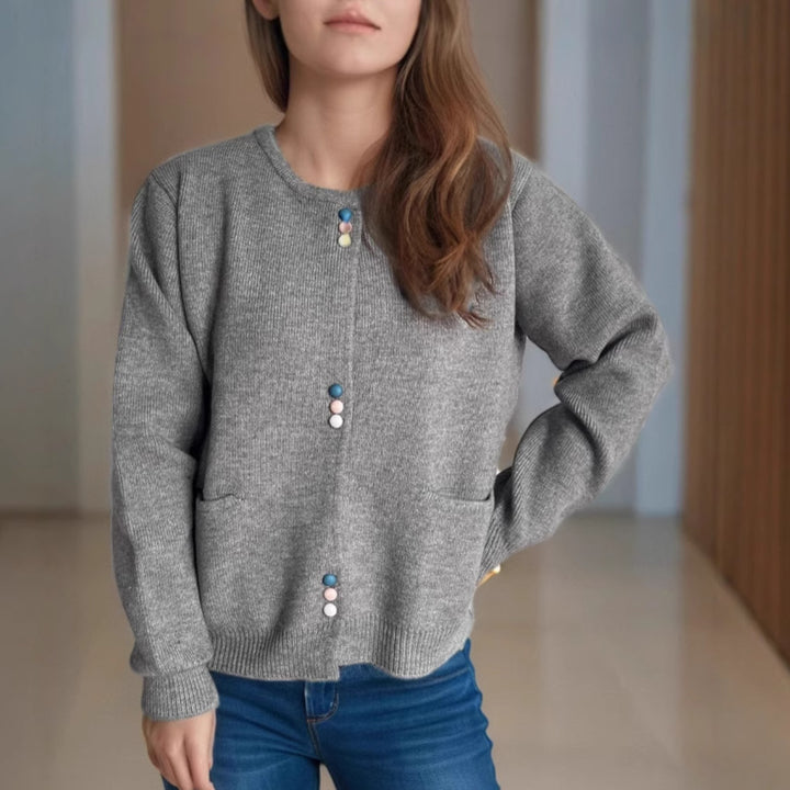 Damen Cardigan mit dekorativen Knöpfen und praktischen Taschen Drune