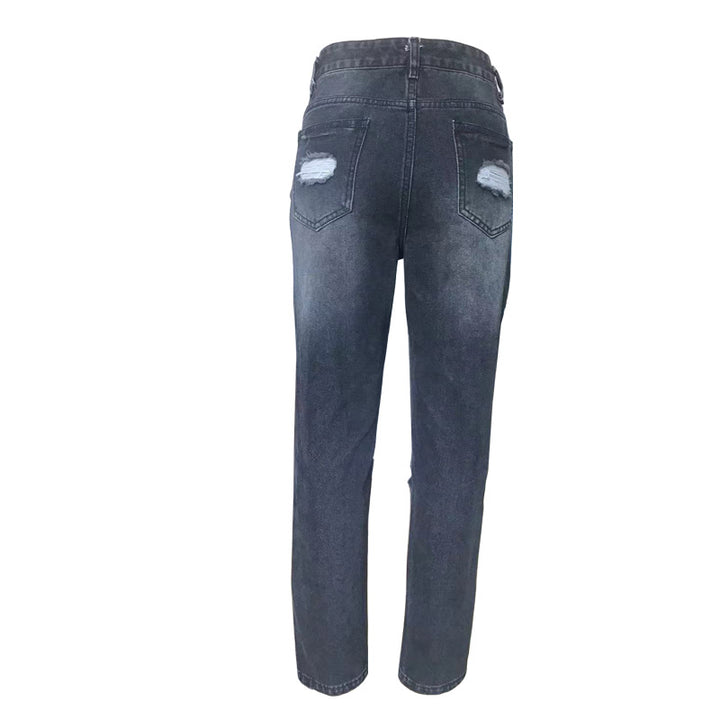 Damen Destroyed Jeans mit hoher Taille und lässigem Schnitt Drune