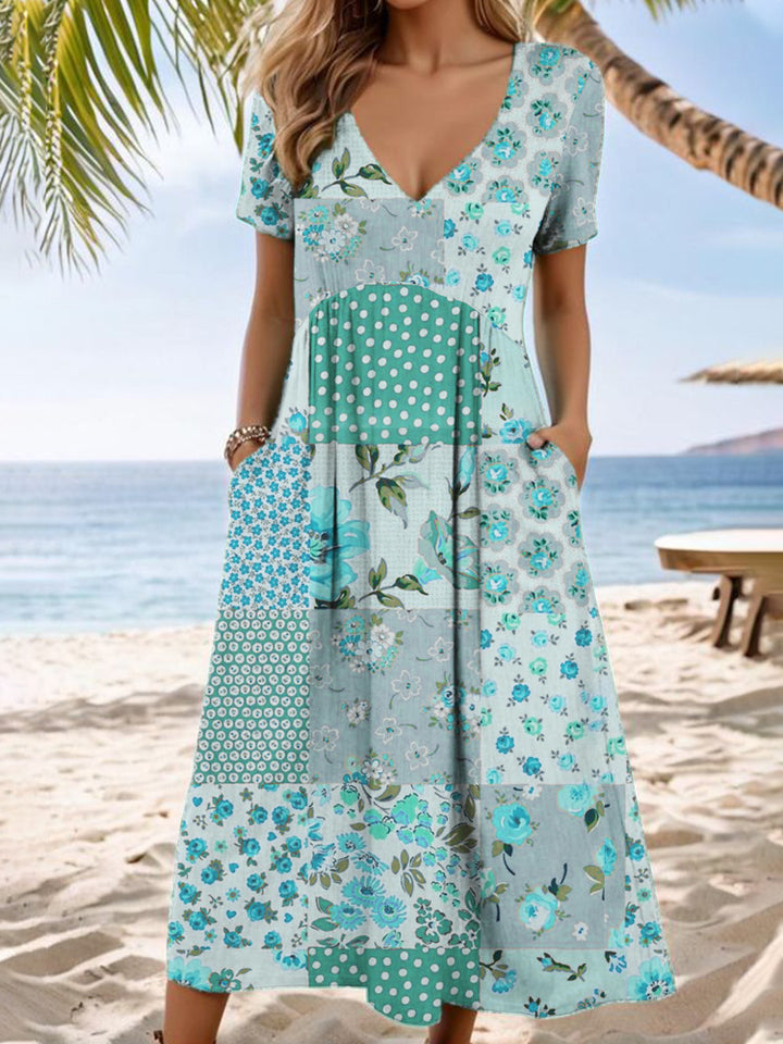 Damen Maxikleid mit V-Ausschnitt und asymmetrischem Design Drune