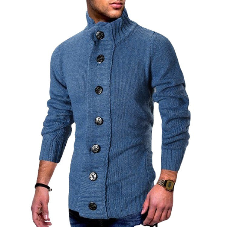 Herren Strickjacke mit hohem Kragen und dekorativen Knopfdetails Drune