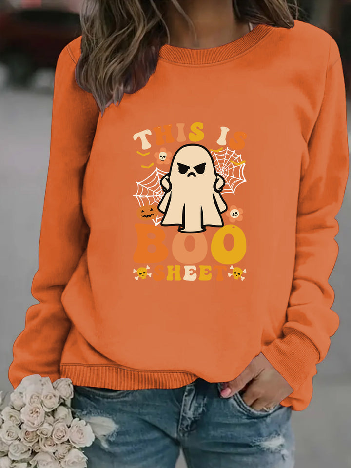 Damen Sweatshirt mit herbstlichem Geist-Print und lässigem Schnitt Drune