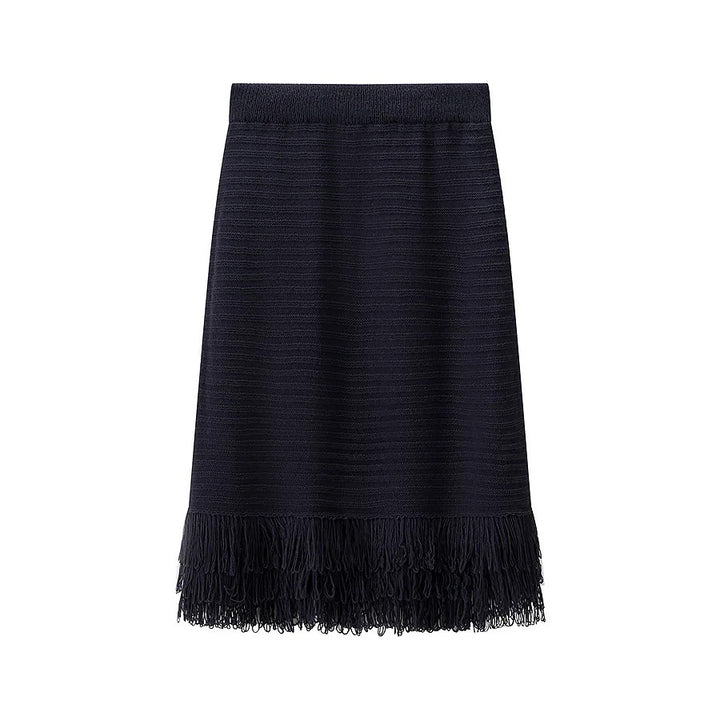 Damen Midirock mit fransiertem Saum und strukturiertem Design Drune