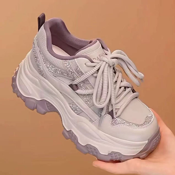 Damen Sportliche Sneakers mit auffälliger Dämpfung und glitzernden Akzenten Drune
