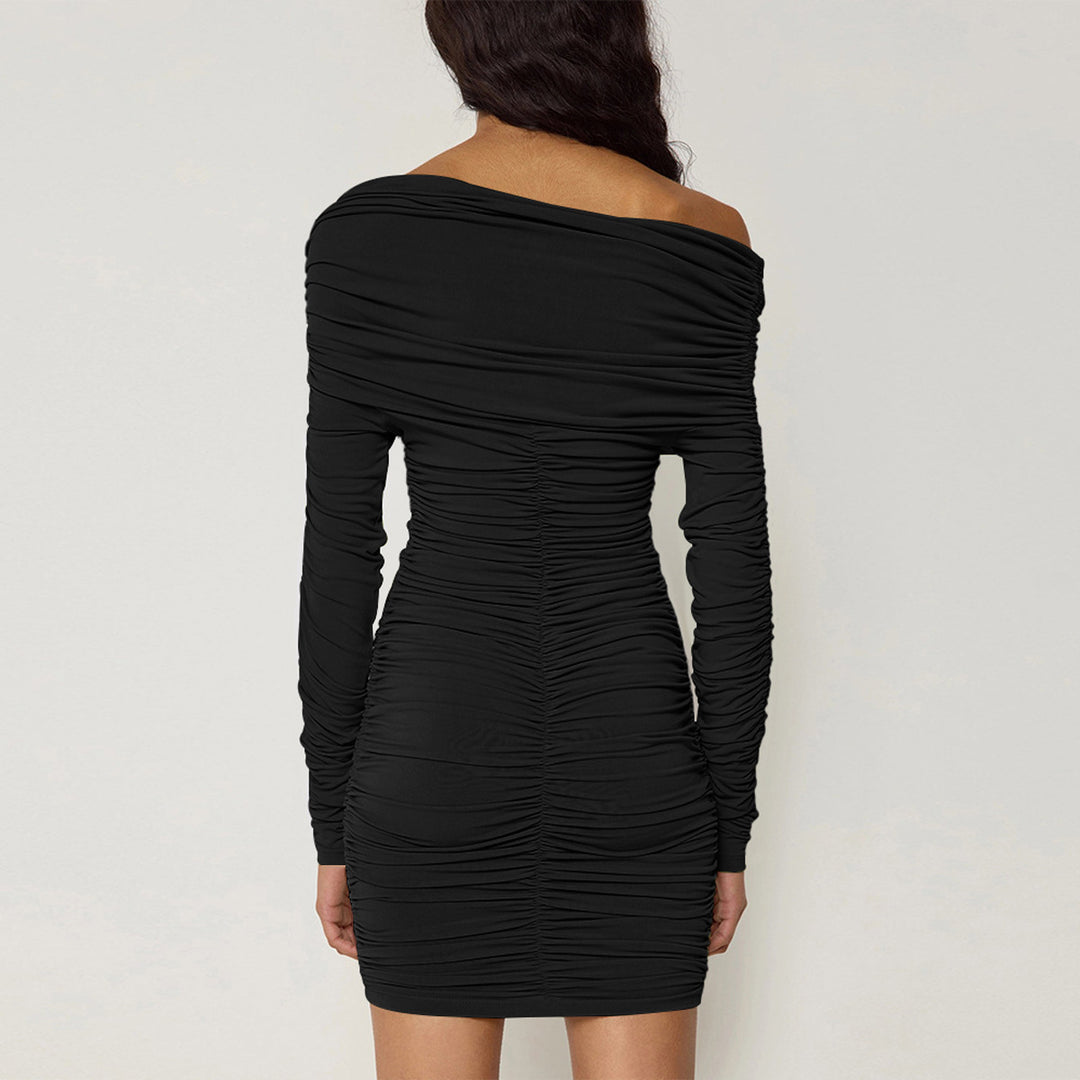 Damen Off-Shoulder Minikleid mit raffinierten Rüschendetails Drune
