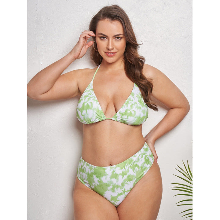 Damen Triangel-Bikini mit hohem Bund und modischem Batik-Design Drune