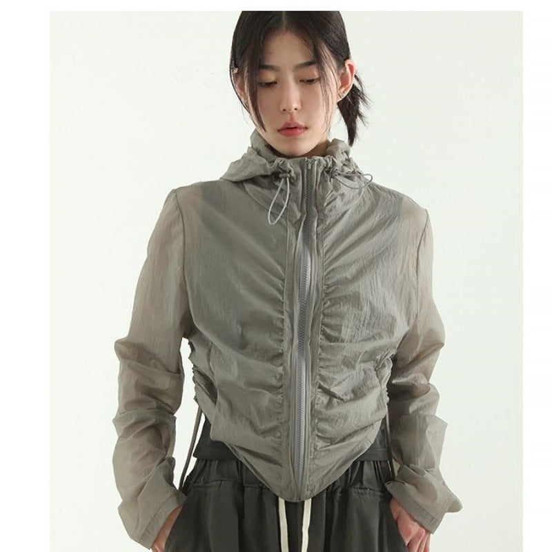 Damen luftige cropped Jacke mit verstellbarem Bund Drune