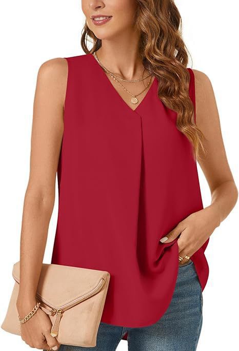 Damen Leichte Faltenfreie Ärmellose Bluse Drune