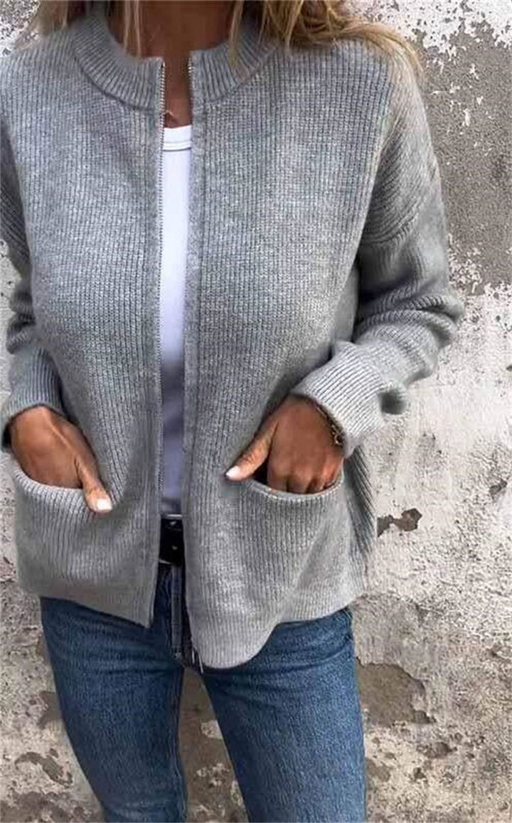 Damen lässige Strickjacke mit praktischen Taschen und femininer Passform Drune