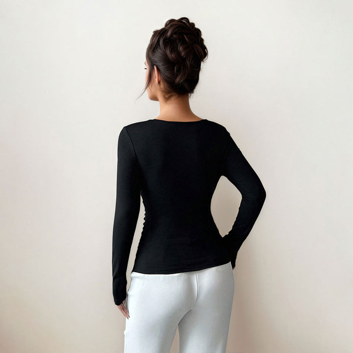 Damen Figurbetontes Langarmtop mit elegantem Twist-Detail Drune