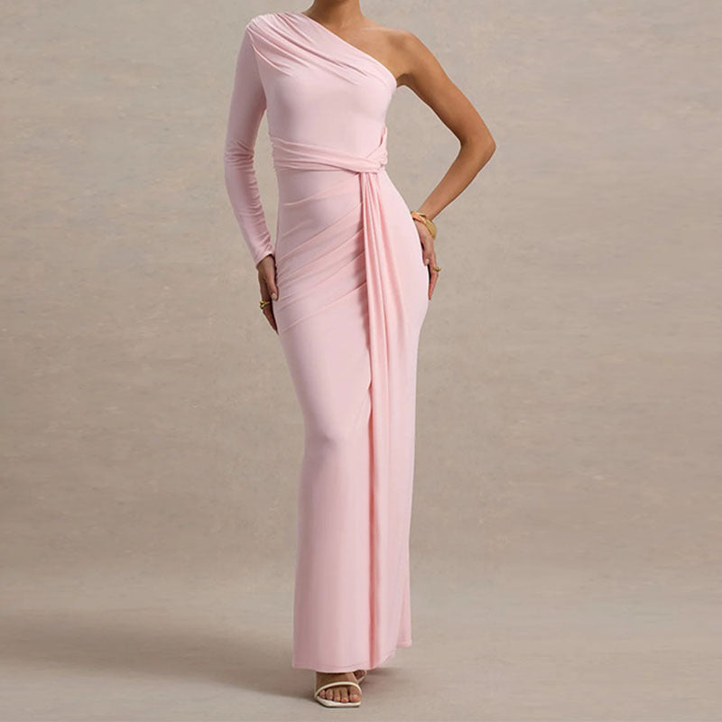 Damen Elegantes schulterfreies Maxikleid mit geschwungenem Rüschendesign Drune