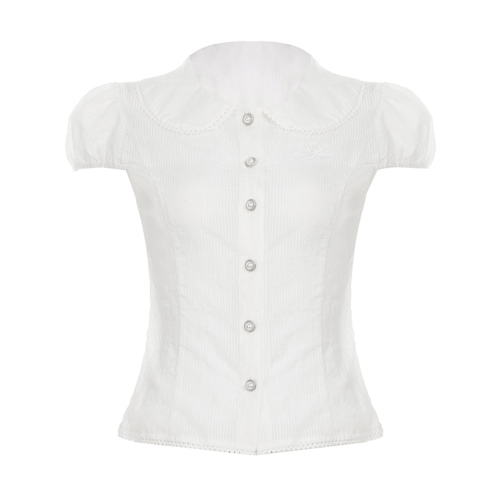 Damen tailliertes Blusenshirt mit elegantem Kragen und Knopfdetails Drune