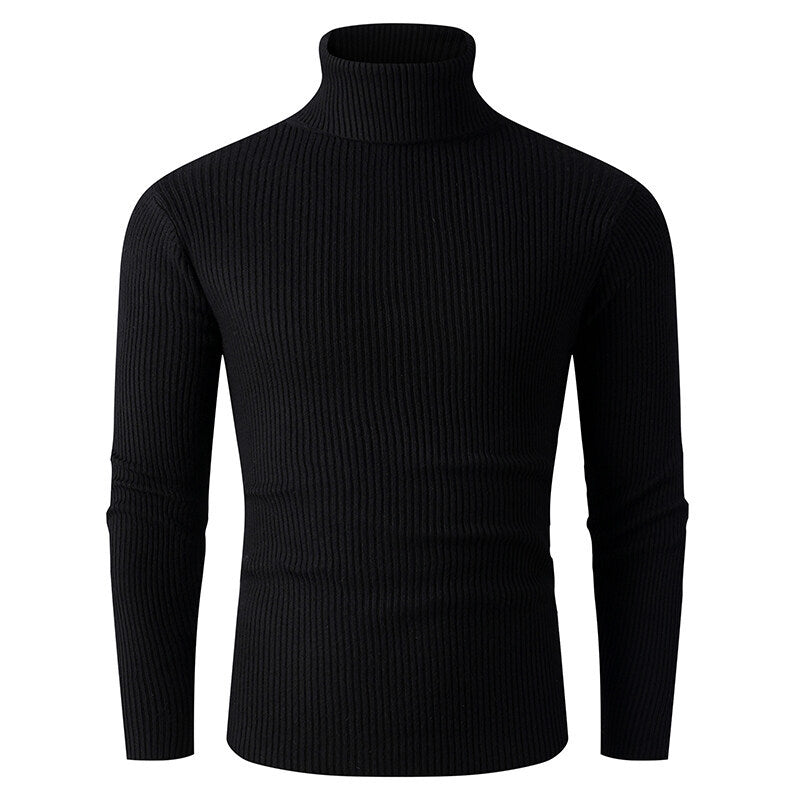 Herren nan taillierter Rippen-Strick Rollkragenpullover Slim Fit Drune