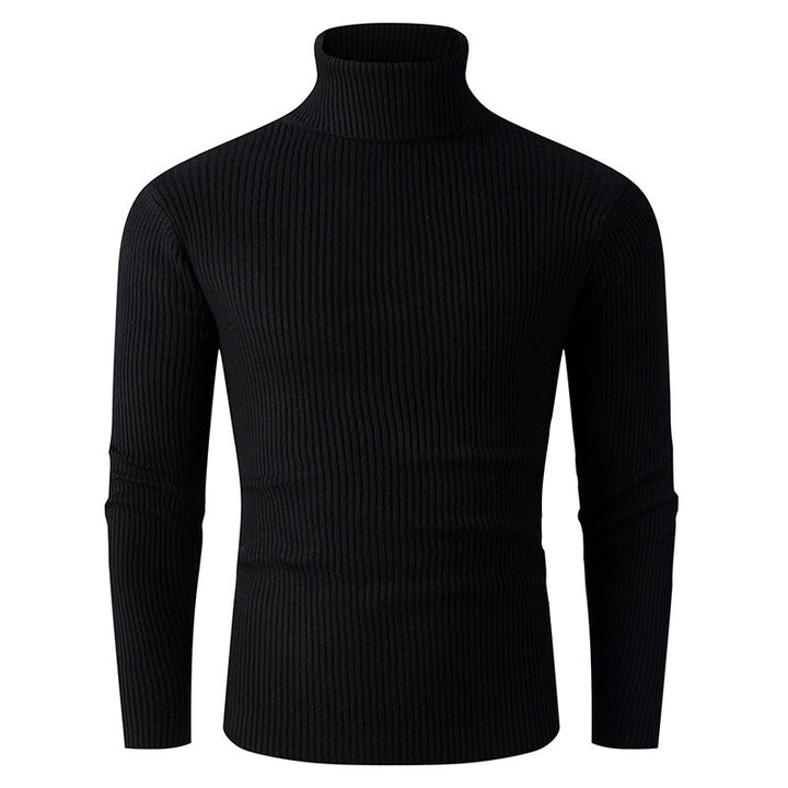 Herren nan taillierter Rippen-Strick Rollkragenpullover Slim Fit Drune